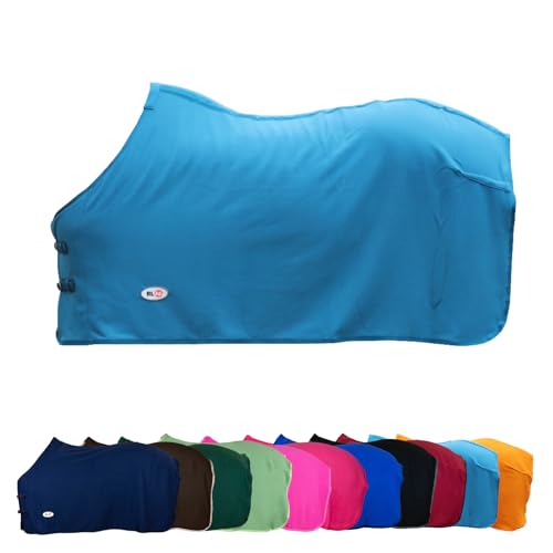RL24 - Abschwitzdecke Basicline – Pferdedecke mit Schweifkordel, Widerristpolster & Metallverschluss – atmungsaktive Fleecedecke – Pferde Zubehör – Transportdecke in Petrol – 135cm