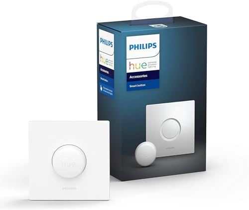 Philips Hue Smart Button für Hue Lichtsysteme, Smarter Dimmer zur Steuerung von Leuchten, kabelloser Lichtschalter ohne Installation, weiß, alte Generation