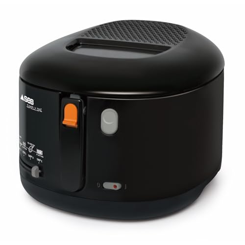 Tefal Simply One Elektrische Fritteuse, XL Fassungsvermögen für bis zu 1,2 kg Pommes, exklusives Kühlwandsystem, spülmaschinenfeste Teile, Sichtfenster, einstellbares Thermostat, schwarz, FF1608