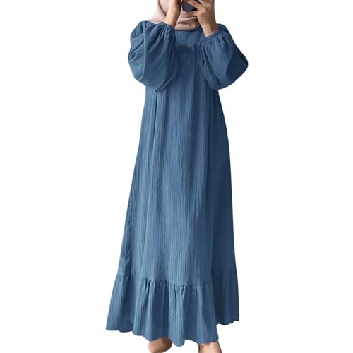OUMSHBI Muslimische Kleider Damen Festlich Muslim Damen Kleidung Dubai Unifarben Abaya Jilbab für Ramadan Muslim Kleid Ganzkörper Eid Mubarak Kaftan Abayas Muslim Dress Islamische Muslim Gebetskleid