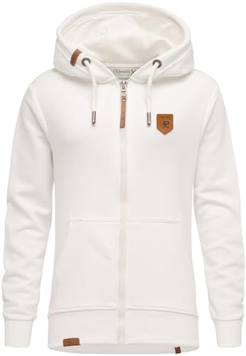 REPUBLIX Damen Sweatjacke Hoodie Sweatshirt Pullover Zipper Jacke RD-023 Weiß L