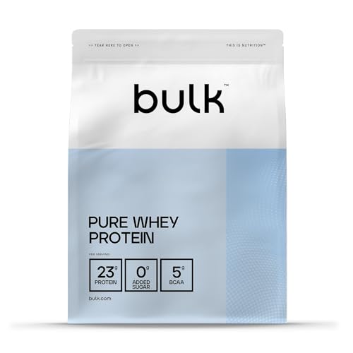 Bulk Pure Whey Protein Pulver | Geschmacksneutral | 26g Protein & 5g BCAAs pro Portion | Whey Konzentrat Shake | Wenig Zucker | Unterstützt Muskelaufbau & Regeneration | Vegetarisch | 1kg