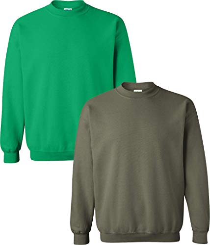 Gildan T-Shirt für Herren, schweres Mischgewebe, 227 g T-Shirt, Grau und Grün (LRG-Irish-Military), 2 Stück, Large