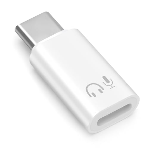 BORLTER CLAMP Lightning auf USB-C Adapter für Kopfhörer Unterstützung Line Control, Lightning auf USB-C Audio Adapter Kompatibel mit iPhone 16/15 Serie, iPad und Anderen Typ-C Audio Anschlüssen, Weiß