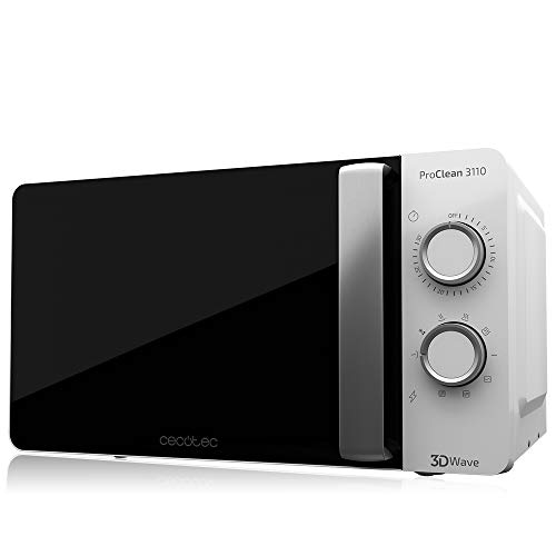 Cecotec Pro Clean 3110 Mikrowelle 700 W Mit Quarz Grill 800 W Garraum 20 L Frontspiegeltür Innenlicht 3D Wave Ready 2 Clean Beschichtung 30 Min Grarzeit Timer 6 Stufen 2 Drehregler In Weiß