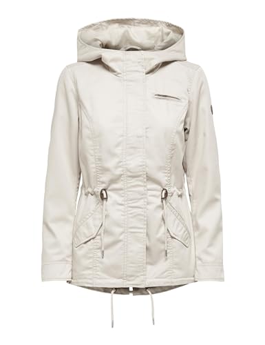 ONLY Damen Übergangs-Jacke ONLLorca Canvas Parka mit Kapuze 15216452, Moonbeam,L