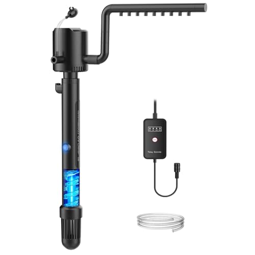 OMECO 5-in-1 Aquarium Innenfilter mit 6W U-V-Sterilisator und timer,500L/H UVC Klärer Aquarium filter für 60L-150L Aquarien,aquarium pumpe mit Belüftung und Regendusche