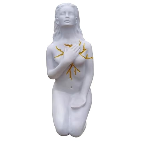 Swtgaah Selbstheilende Göttinnen-Skulptur Göttinnen-Harzstatue Weiß-Blaue Göttinnen-Skulptur 17.6 * 9.5 cm Geeignet für Wohnzimmer Schlafzimmer Arbeitszimmer Dekoration Heimtextilien (Weiß)