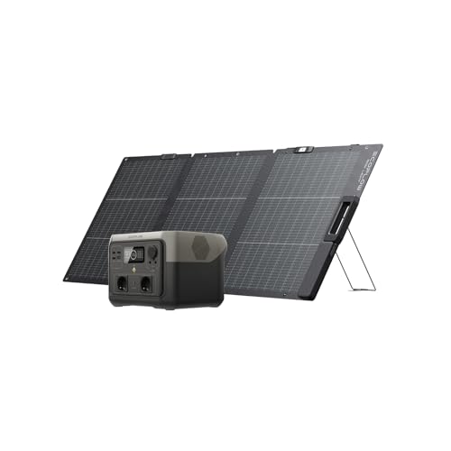 EF ECOFLOW Tragbare Powerstation RIVER 2 MAX mit 160W faltbare solar panel, 512 Wh Solargenerator mit LiFeP04, Schnellladung in 1 Stunde, bis zu 1000 W Leistung, Balkonkraft für Camping