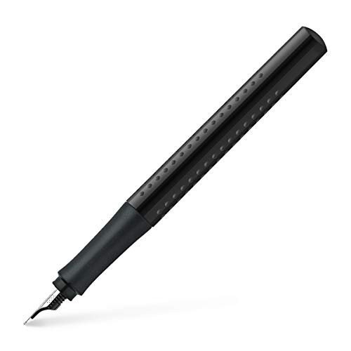 Faber-Castell - Füller GRIP 2010 Feder F Schwarz | Füllfederhalter mit ergonomische Griffzone und Edelstahlfeder für besonders weiches Schreiben