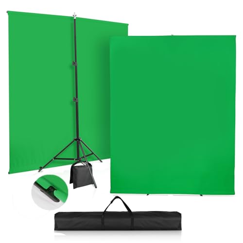 SEDGEWIN Greenscreen mit Ständer 2,6 x 2 m, Upgraded Fotografie Hintergrund Ständer mit Chromakey Fotohintergrund für YouTube Video Fotostudio Streaming Gaming TikTok