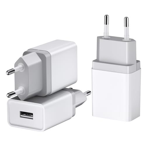 12W USB Ladegerät 3er-Pack 2,4A/5V Standard Netzteil Stecker Kompatibel mit iPhone, Samsung Galaxy USB Power Adapter Wandcharger Lädt auch Geräte mit 1A 2,1A
