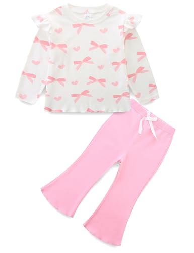 KIDDLETOWN Mädchen Bekleidungssets, Baby Mädchen Kleidung Kleinkind Outfits Langarm T-Shirt + Hose Zweiteiler Babykleidung Outfit Set Kinder Tshirt mit Hose Set für 4-5 Jahre