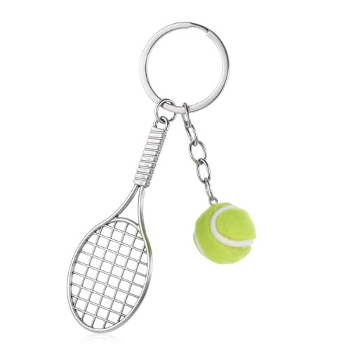 JIYIN Tennis Schläger Schlüsselanhänger, Neuheit Tennis Schläger Schlüsselring Tennisball Anhänger Keychain Kreativer Sport Schlüsselanhänge für Tennisliebhaber Sport Liebhaber
