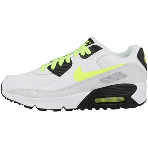 Nike AIR MAX 90 LTR (GS) Sportschuhe, Weiß/Gelb/Schwarz/Platin (White, 38.5 EU