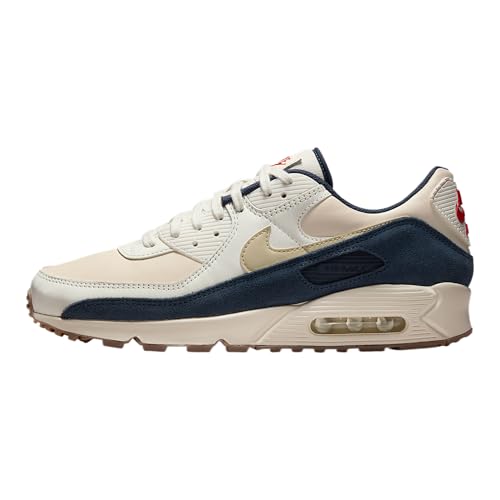 Nike Herren Air Max 90 PRM Sneaker, Pale Ivory LT Khaki Thunder Blue Sail, 42 EU