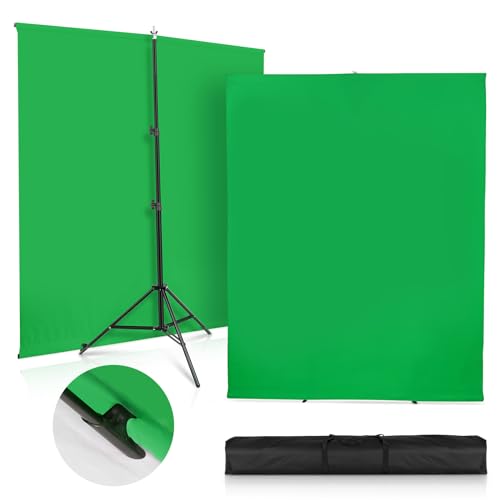 SEDGEWIN Greenscreen mit Ständer 1.5 x 2 m, Upgraded Fotografie Hintergrund Ständer mit Chromakey Fotohintergrund für YouTube Video Fotostudio Streaming Gaming TikTok