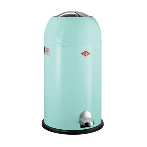 WESCO Kickmaster Abfallsammler in der Farbe mint grün pulverbeschichtetes Stahlblech, eingebauter Dämpfer, 33 Liter Volumen, großer Einwurf