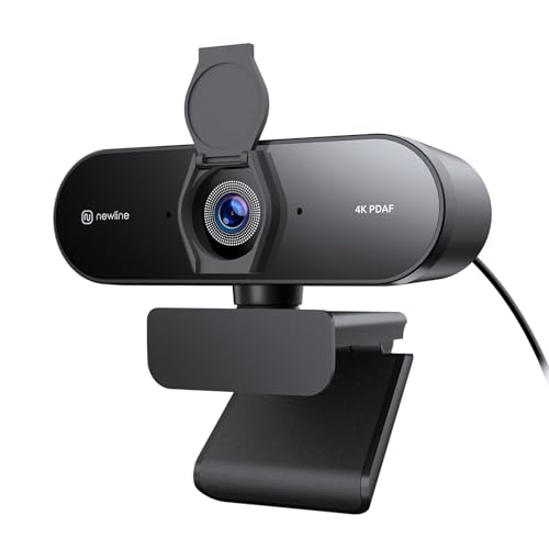 N newline 4k Webcam mit 2 Mikros, 12 Megapixel, Sofortiger Dual PDAF/CDAF-Autofokus, 1080p@60FPS, Klar Stereo-Sound, Automatische Lichtkorrektur, USB PC Kamera für Windows MacOS Streaming