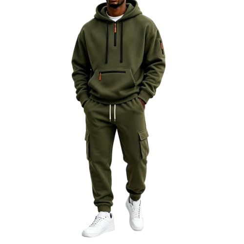 Jogginganzug Herren 2 Teiler Set mit Hose Hosen Herren Kapuze Kordelzug