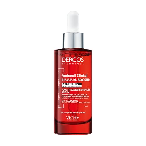 Vichy DERCOS Aminexil Clinical R.E.G.E.N. Booster, Anti-Haarausfall-Serum gegen vorzeitigen Haarverlust, Mit Aminexil, Niacinamid & Ingwer, Regt das Haarwachstum an und stärkt die Haarfollikel, 90 ml