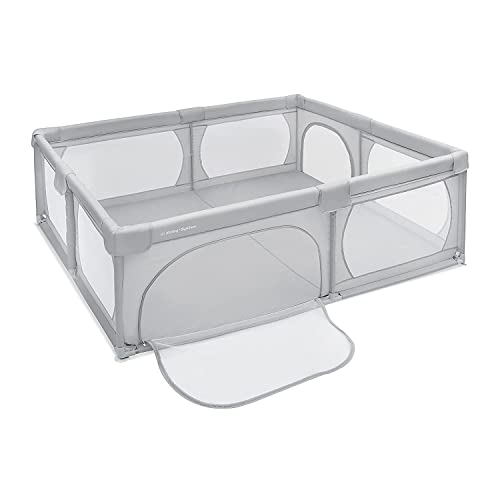 Moby-System Laufstall Baby Faltbar & Laufgitter, Aktivitätszentrum mit Rutschfester Basis - Wasserdichtes 210D PVC, Transporttasche, 200x140cm - Spielbereich für Kinder