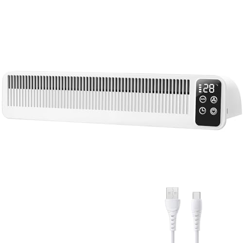 Heizkörper Ventilator mit 3 Lüftern, SURAIELEC Heizungsventilator mit Magnetischer Befestigung, 3 Geschwindigkeiten & Auto-Modus, 5200mAh Akku, USB-C, Temperaturanzeige, Weiß, CE Zertifiziert