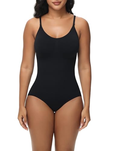 Breampot Shapewear Damen Bauchweg Bodysuit Formender Vielseitige Body Shper Frauen atmungsaktiven Materialien mit Verstellbarer Schultergurt (S/M, Hüften Umwickeln-Schwarz)