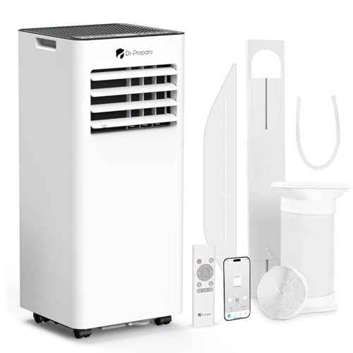 DR.PREPARE Mobiles Klimagerät 7000 BTU mit APP, 4 in 1 Mobile Klimaanlage Tragbare Kühlung, Luftentfeuchter, Ventilator & Schlafmodus mit Fernbedienung, kühlt bis zu 20 m², 1-24H Timer