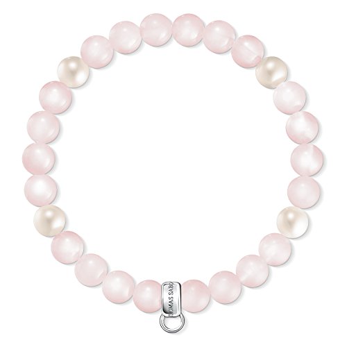 THOMAS SABO Damen Charm-Armband Rosenquarz Süßwasserzuchtperle 925 Sterling Silber X0222-469-9