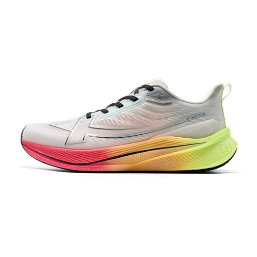 XTEP Herren Laufschuhe, Hohe Dämpfung, Rutschfest, Segelweiß Neon