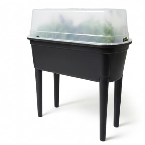 Prosperplast Hochbeet Frühbeet Bloomo mit abnehmbaren Beinen und Deckel | Frühbeet für Garten und Balkon | aus Kunststoff | Anthrazit | wetterfest | 78 x 82 x 37 cm (Hochbeet (Einzelausführung))