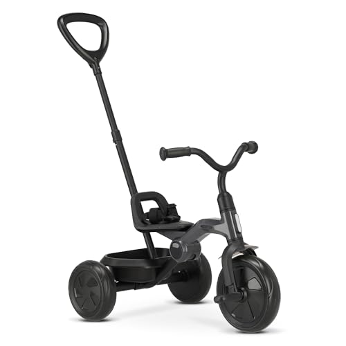 Deryan 2in1 Drifter Dreirad - Kinderdreirad ab 2 Jahr bis 6 Jahre - Lauflernhilfe belastbar bis 25Kg - inkl. Lenkstange Sicherheitsgurt - Faltbar & Leicht - Schwarz