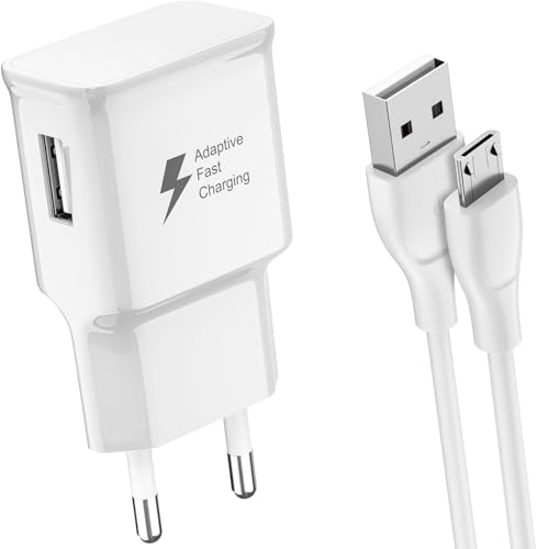 Ladegerät Micro USB 2.0 mit Ladekabel kompatibel mit Samsung Galaxy S7 S6 Edge S4 S3 A03 A02 A7 2018 A10 A10s J7 J6 J5 J4 Tab A6 und Schnellladekabel Adapter Netzteil mit Micro-B Kabel