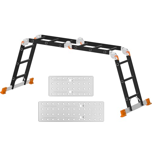 AMHANCIBLE Mehrzweckleiter, Leiter, 3.4M Aluleiter, 4 x 3 Stufen, Stabil