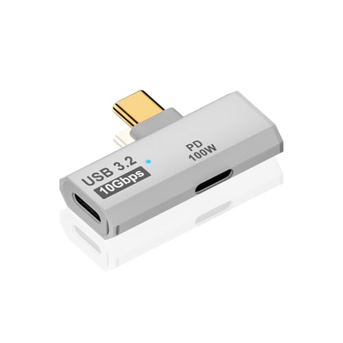 Duttek USB C Splitter 2 in 1 Ladeadapter 100W PD, USB C Stecker auf Dual Buchse Extender Adapter 10Gbps, USB Typ C 3.2 OTG Adapter für iPhone 15, Steam Deck, iPad, MacBook (Weiß)