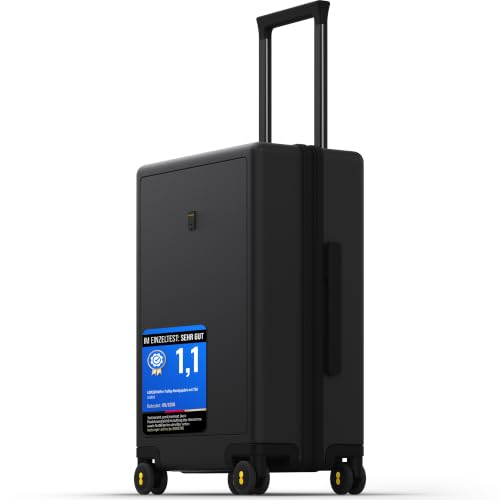 LEVEL8 Koffer Trolley Handgepäck mit TSA,8 Spinner Rollen,100% PC Rollkoffer Reisekoffer Hartschalen,Micro-Diamond Textured Design Reise Business (54.5cm, 40L,Schwarz)