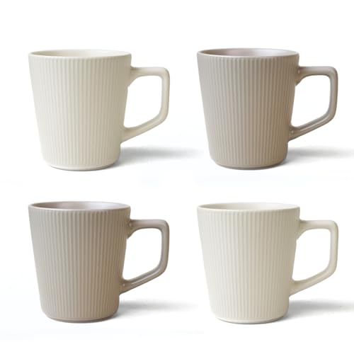 McBecdy Kaffeetassen 4er Set - Tasse Set 500ml - Kaffeetasse Groß Matt Keramik - Kaffeebecher set - Teetassen Set - Kaffeehäferl - Mikrowellenfest - Komfortabler Griff