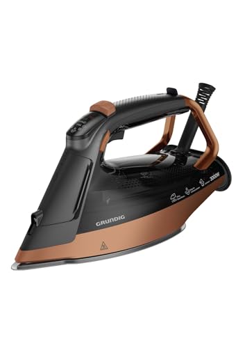 GRUNDIG SI 8050 Dampfbügeleisen, 3.000 W, SteamSense Bewegungssensor, 280 g/Min. Dampfstoß, SteamSense Bewegungssensor, keramikbeschichtet, automatische Entkallkung, Drip Stop; Schwarz/Braun