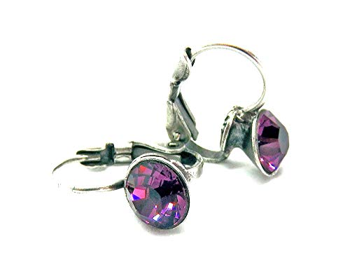 Black Jack Ohrhänger mit Klappverschluss in Amethyst, pink/lila Fassung Silber