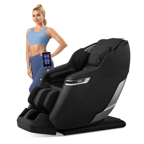 ROTAI x Pamela Reif - 4D Massagesessel, SL-Track Ganzkörpermassage mit Bodyscan, Zero Gravity, Luftkissenmassage, Heizung, Bluetooth, Luxus Wellness Sessel für Zuhause–Schwarz