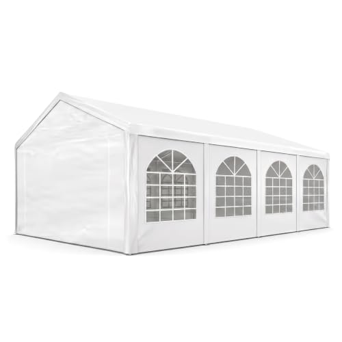 TOOLPORT Hochwertiges Partyzelt 4x8 m Pavillon Zelt PE Plane 450 N Gartenzelt Festzelt Wasserdicht weiß