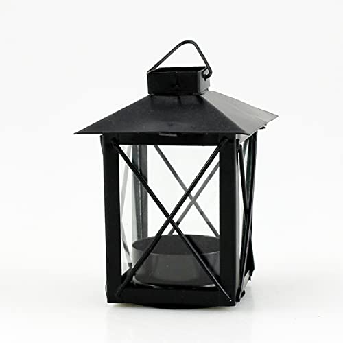 TOULIFLY Goldbach Metall Laterne mit Teelicht Einsatz, 7 x 9,5 cm, Schwarz