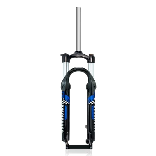 KANGXYSQ 20/24 Zoll Mountainbike Federgabel 1-1/8 Zoll Gerade Mechanische Gabel 100Mm Federweg QR 9 Mm Scheibenbremse Fahrrad Federgabel Manuelle Verriegelung(Black Blue,24inch)