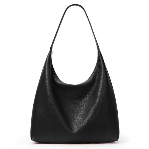 KALIDI Damen Shopper Handtasche Schultertasche PU Leder Tote Bag Vintage Hobo Tasche mit Reißverschluss Groß für Arbeit Schule Shopper Lässige täglich Schwarz