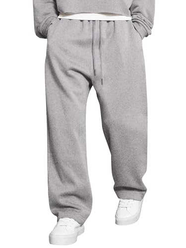 JMIERR Jogginghose Herren Baumwolle Baggy Hosen Loose Outdoor Hose 2026 Casual Trainingshosen mit Taschen Hellgrau,XL