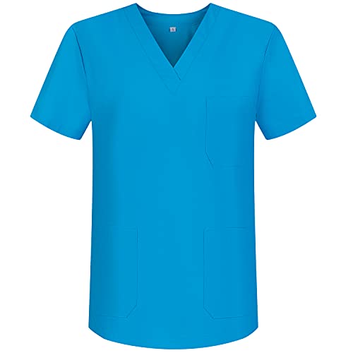 MISEMIYA - Medizinische Uniformen Unisex Top Krankenschwester Krankenhaus Berufskleidung BZ-6801 - X-Large, Hellblau 68