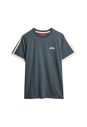 Superdry Herren Essential Retro T-Shirt mit Streifen und Logo Lauren Marineblau M