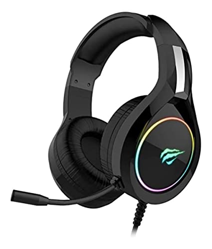 Havit Gamenote RGB Gaming Headset mit Kabel HV-H2232D – 50 mm Treiber für intensiven Klang - 3,5 mm & USB-Anschluss, Verstellbarer Kopfbügel - Kompatibel mit PC, Laptop, Handy, Tablets & Konsolen