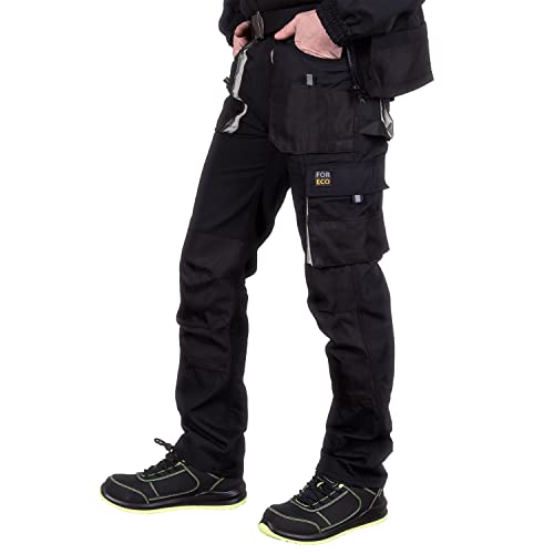 REIS Men's FORECO-T_BJS Work Utility Pants, Schwarz-Hellgrau, 46